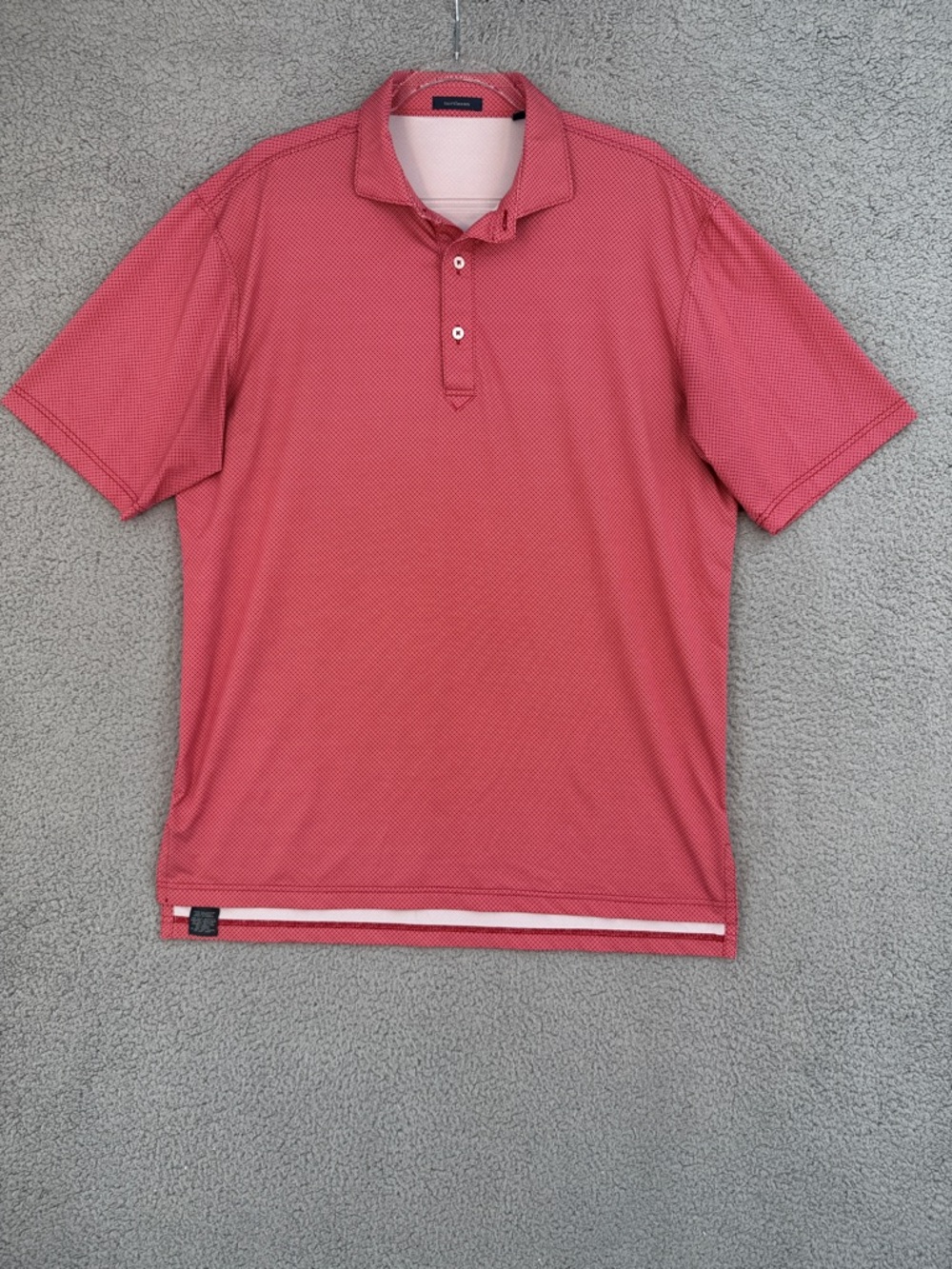 Turtleson Men's Large Short Sleeve Polo Golf Shirt Red diamond print Stretch